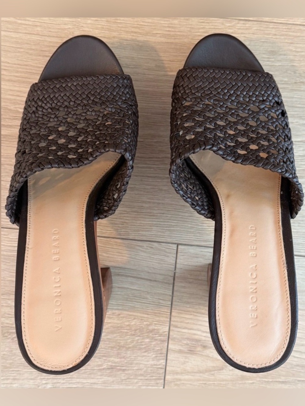 NWOT Veronica Beard Guadalupe Platform Heel Leather Sandals in Espresso | US 8.5 - Picture 6 of 9